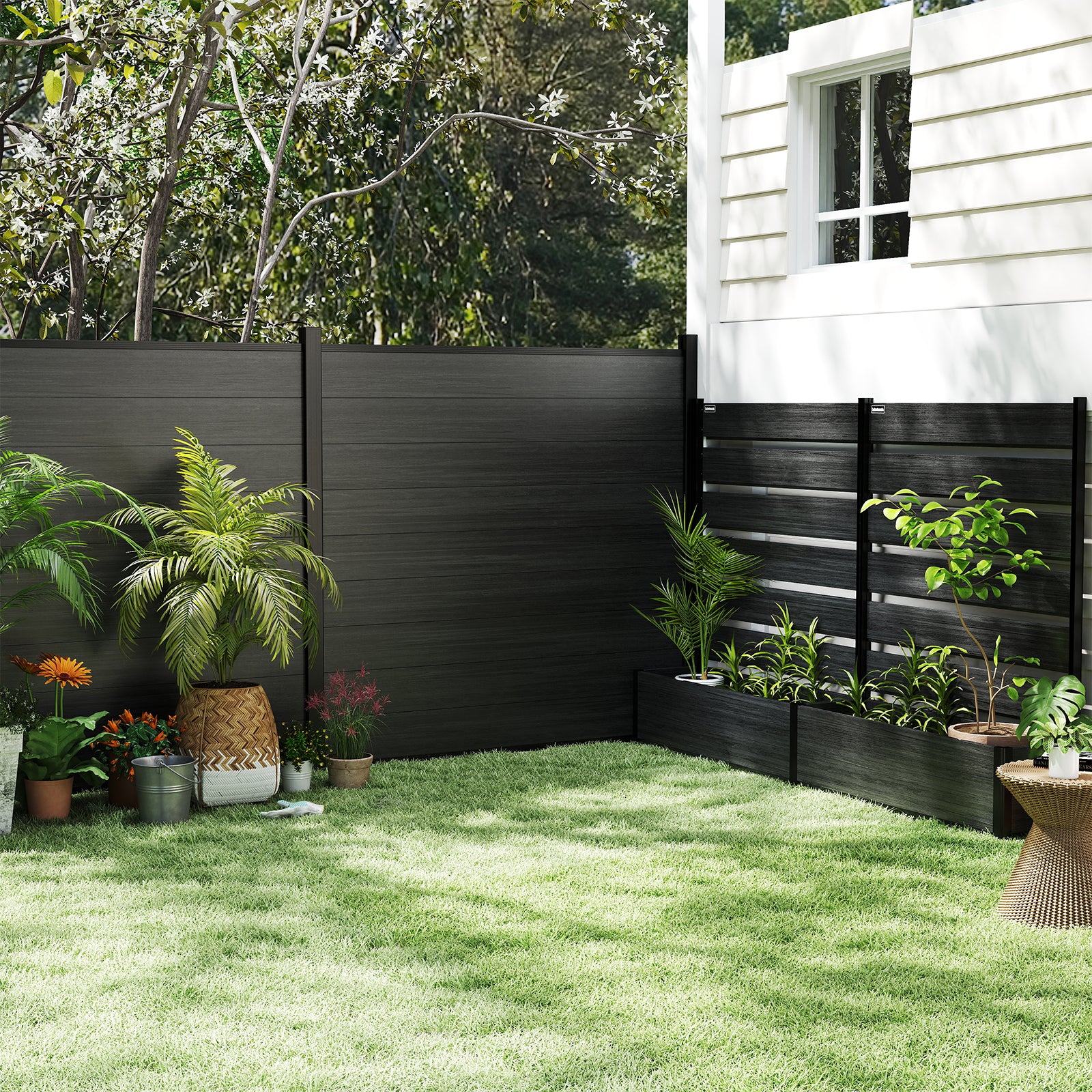 Courtyardmart 47.6in Brown Outdoor Garden Box Raised Planter Bed for Backyard Patio Balcony Garden