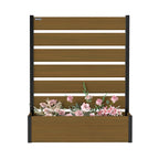 Courtyardmart 47.6in Brown Outdoor Garden Box Raised Planter Bed for Backyard Patio Balcony Garden