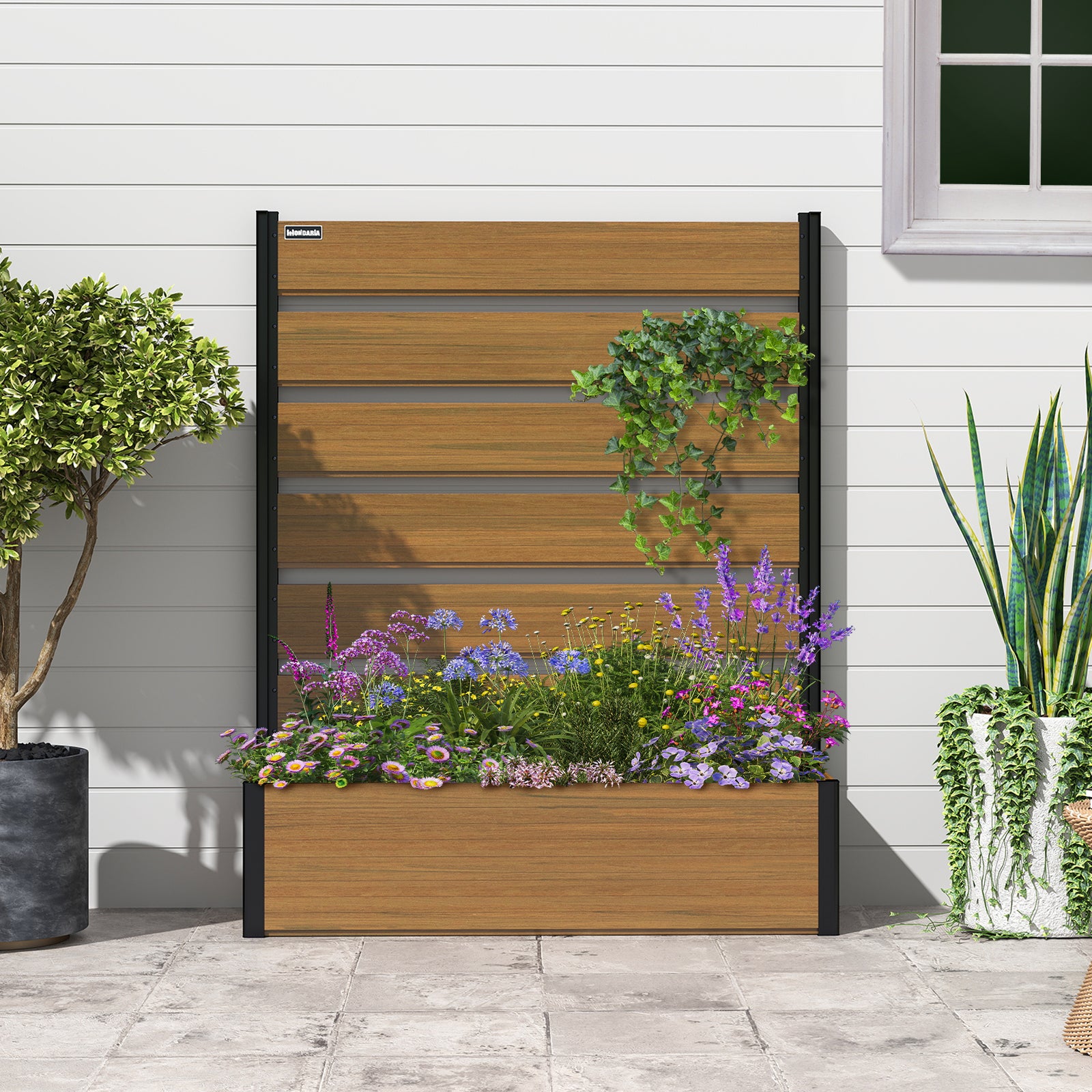 Courtyardmart 47.6in Brown Outdoor Garden Box Raised Planter Bed for Backyard Patio Balcony Garden