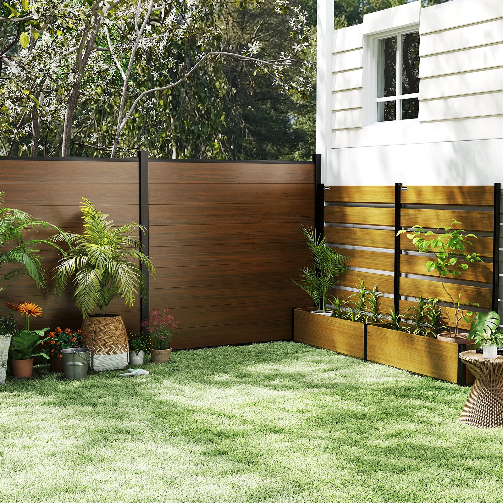Courtyardmart 47.6in Brown Outdoor Garden Box Raised Planter Bed for Backyard Patio Balcony Garden