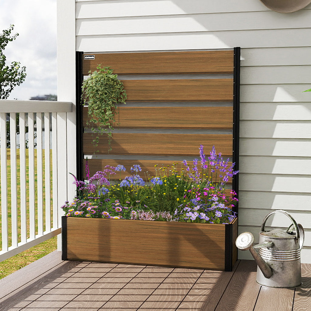 Courtyardmart 47.6in Brown Outdoor Garden Box Raised Planter Bed for Backyard Patio Balcony Garden