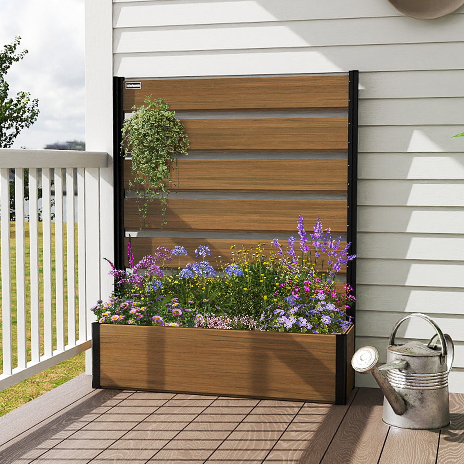 Courtyardmart 47.6in Brown Outdoor Garden Box Raised Planter Bed for Backyard Patio Balcony Garden