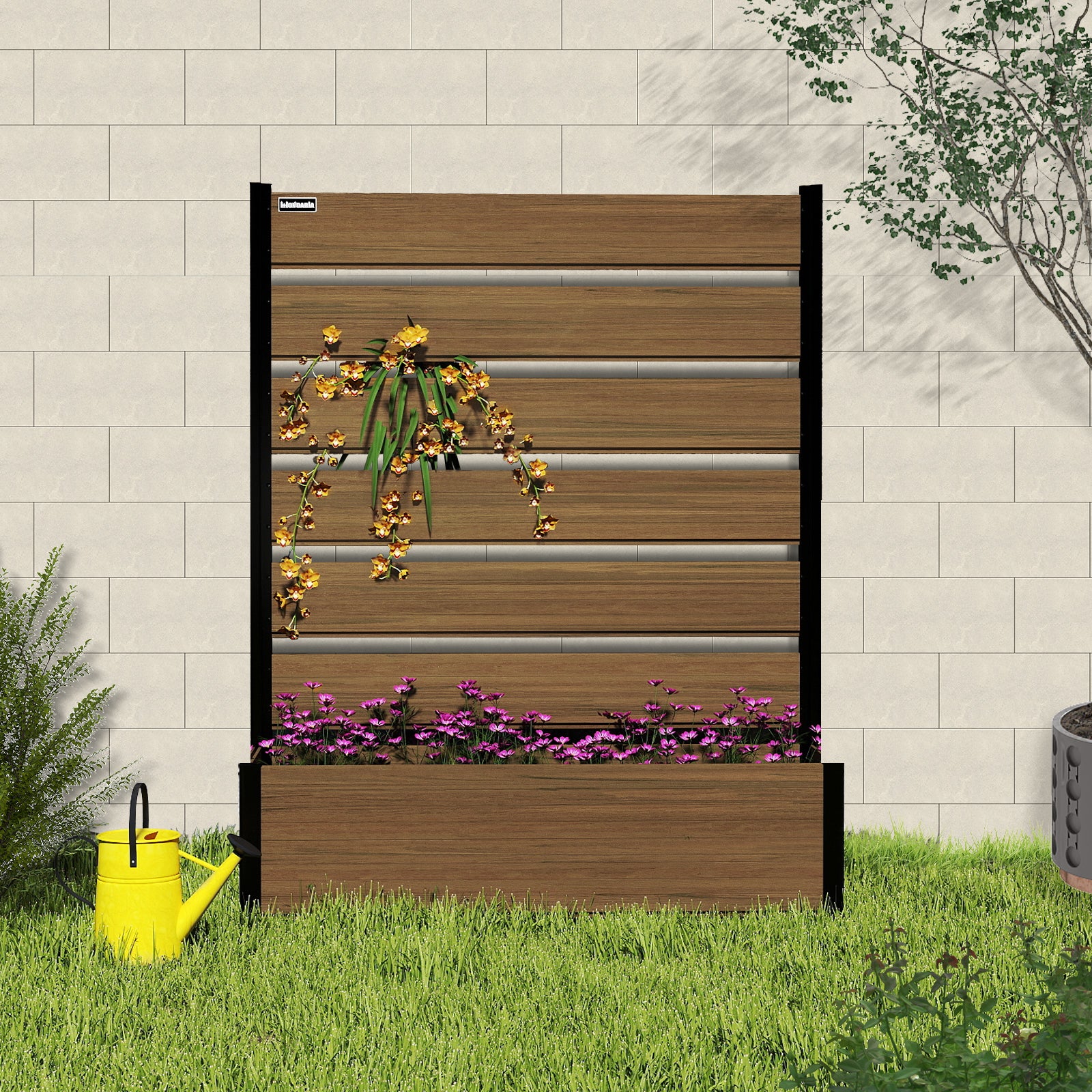 Courtyardmart 47.6in Brown Outdoor Garden Box Raised Planter Bed for Backyard Patio Balcony Garden