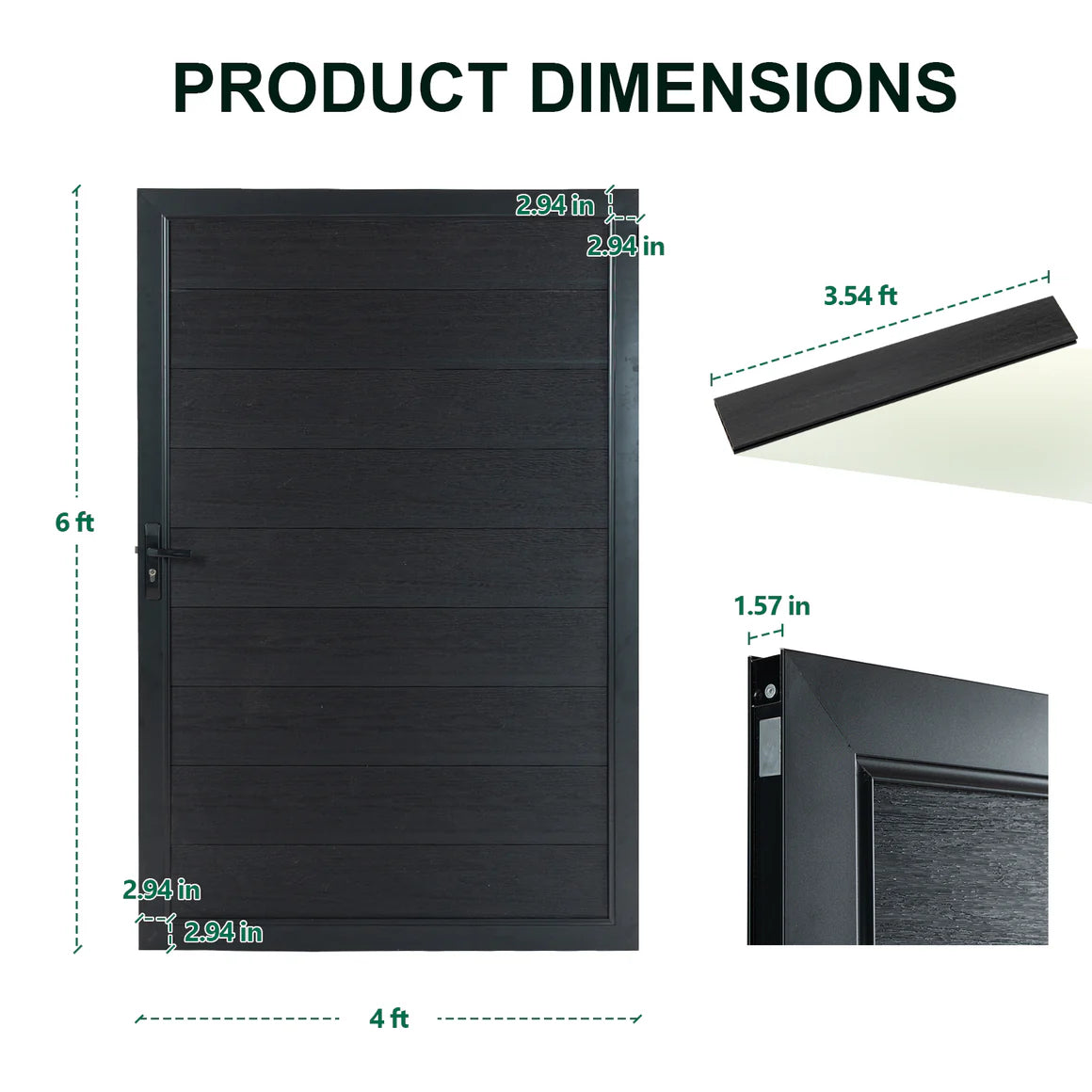 Residential aluminum frame gate for privacy fence installation