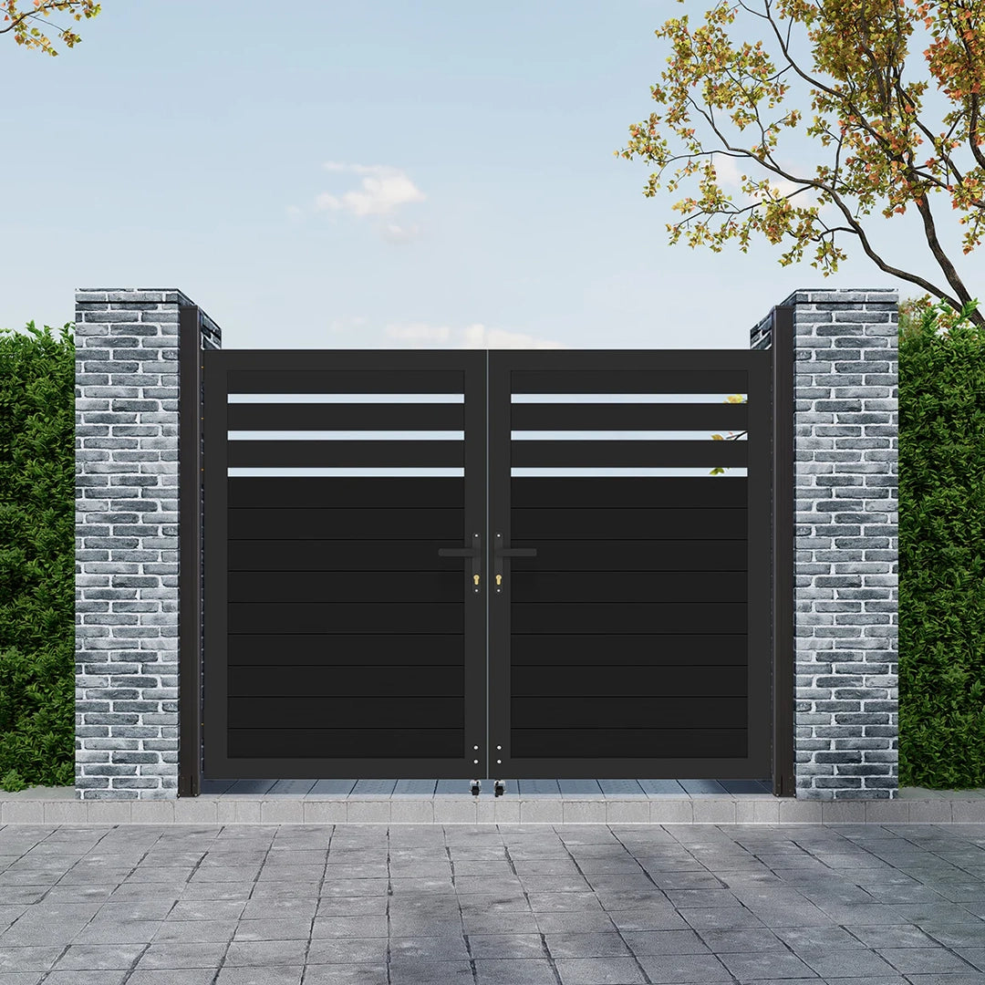 Backyard Fence Gate Aluminum Double Gate for Garden Patio Safety