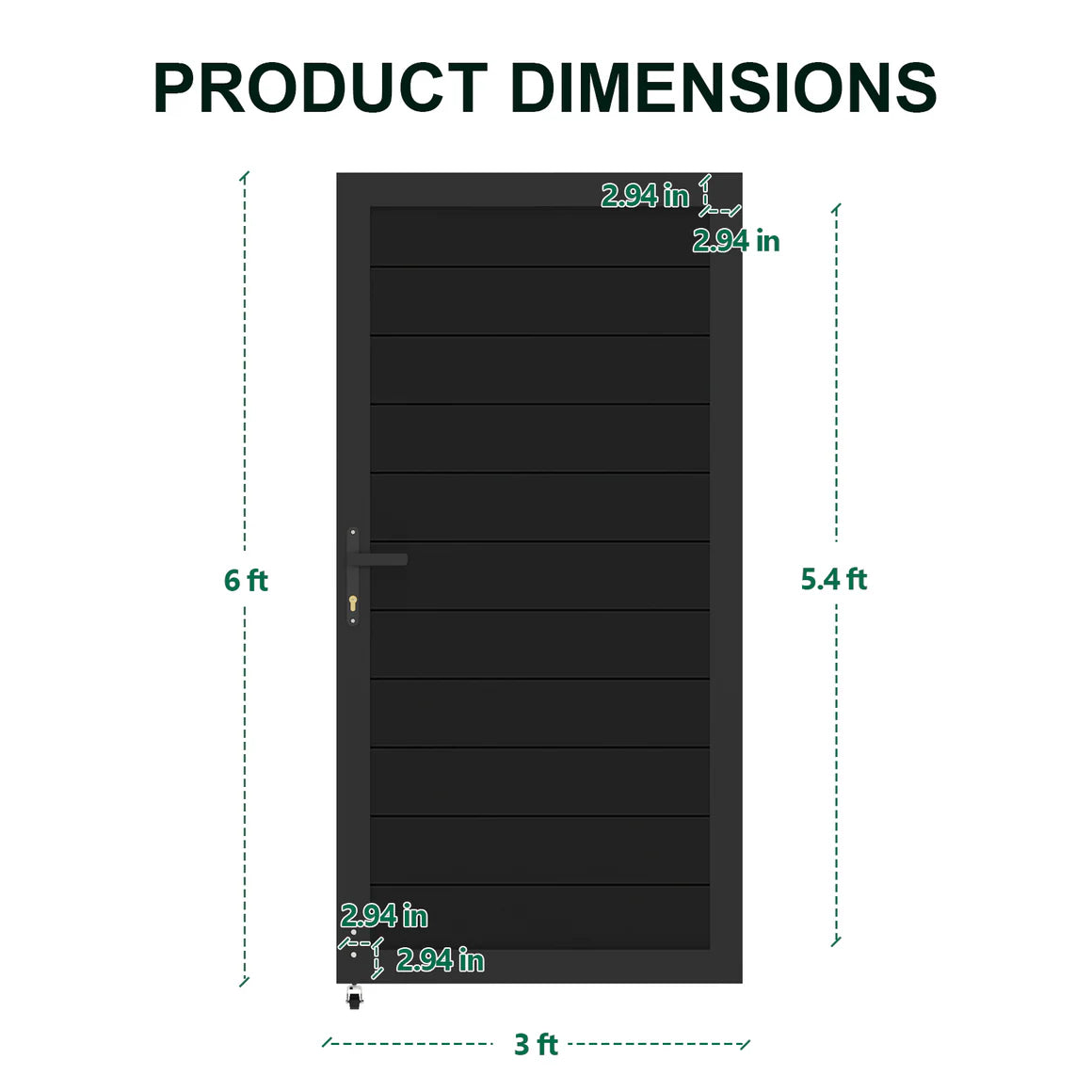 Courtyardmart 6ft x 3ft Black Aluminum Privacy Fence Gate Set Modern Outdoor Entry for Garden Backyard or Patio Strong Durable Fence Gate for Home