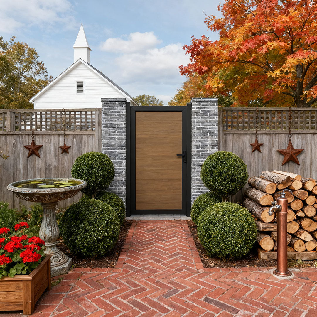 Courtyardmart 6ft x 3ft Composite Privacy Fence Gate with Sturdy Metal Frame, One Set. Ideal for Garden, Backyard, or Patio, Outdoor Entry Gate
