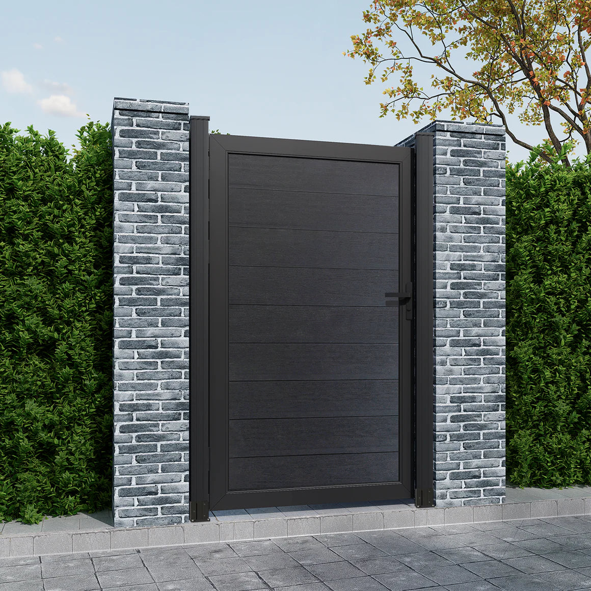 Courtyardmart 6ft x 3ft Composite Privacy Fence Gate with Sturdy Metal Frame, One Set. Ideal for Garden, Backyard, or Patio, Outdoor Entry Gate