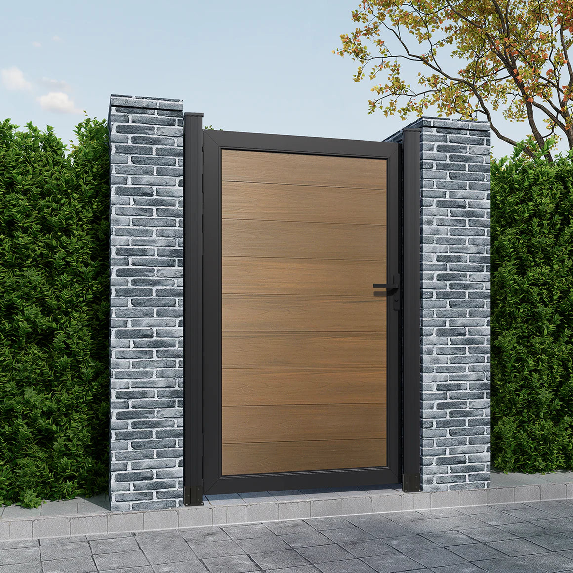 Courtyardmart 6ft x 3ft Composite Privacy Fence Gate with Sturdy Metal Frame, One Set. Ideal for Garden, Backyard, or Patio, Outdoor Entry Gate