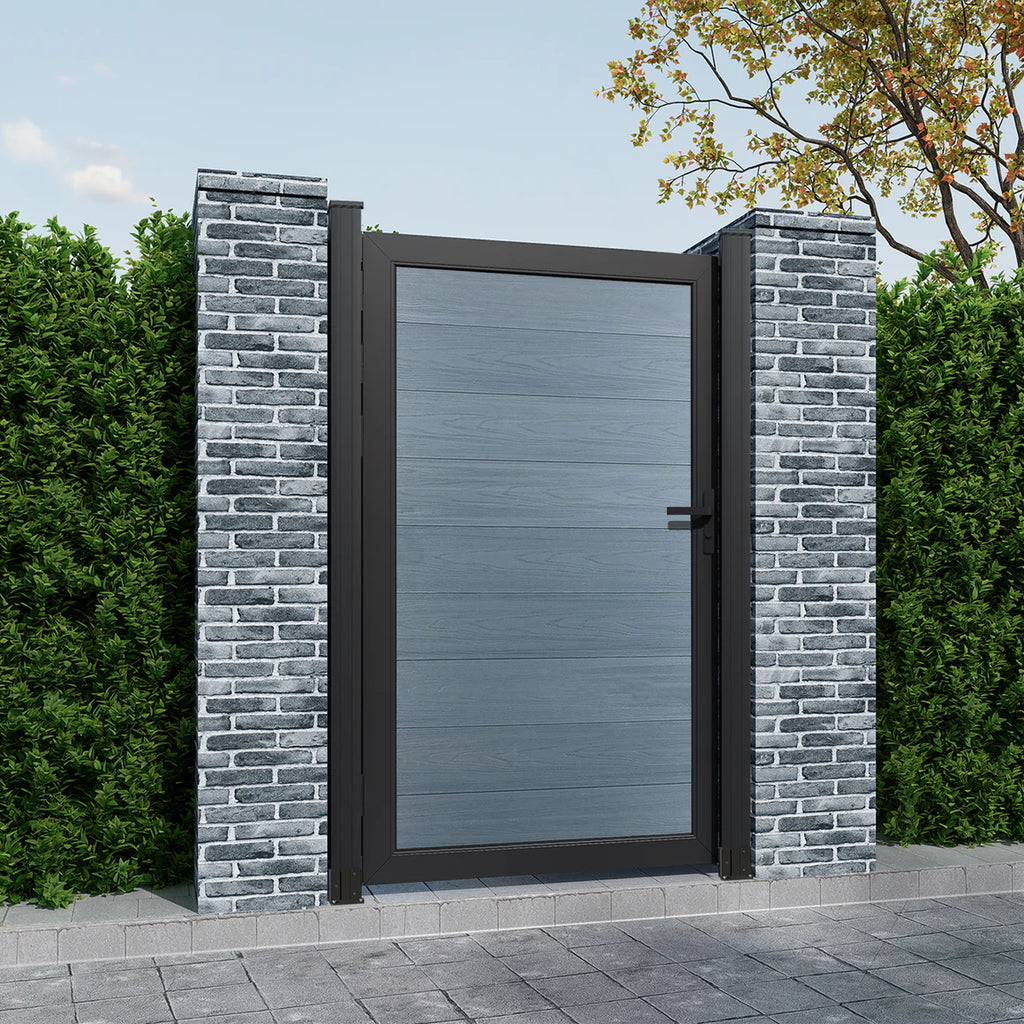 Courtyardmart 6ft x 3ft Composite Privacy Fence Gate with Sturdy Metal Frame, One Set. Ideal for Garden, Backyard, or Patio, Outdoor Entry Gate