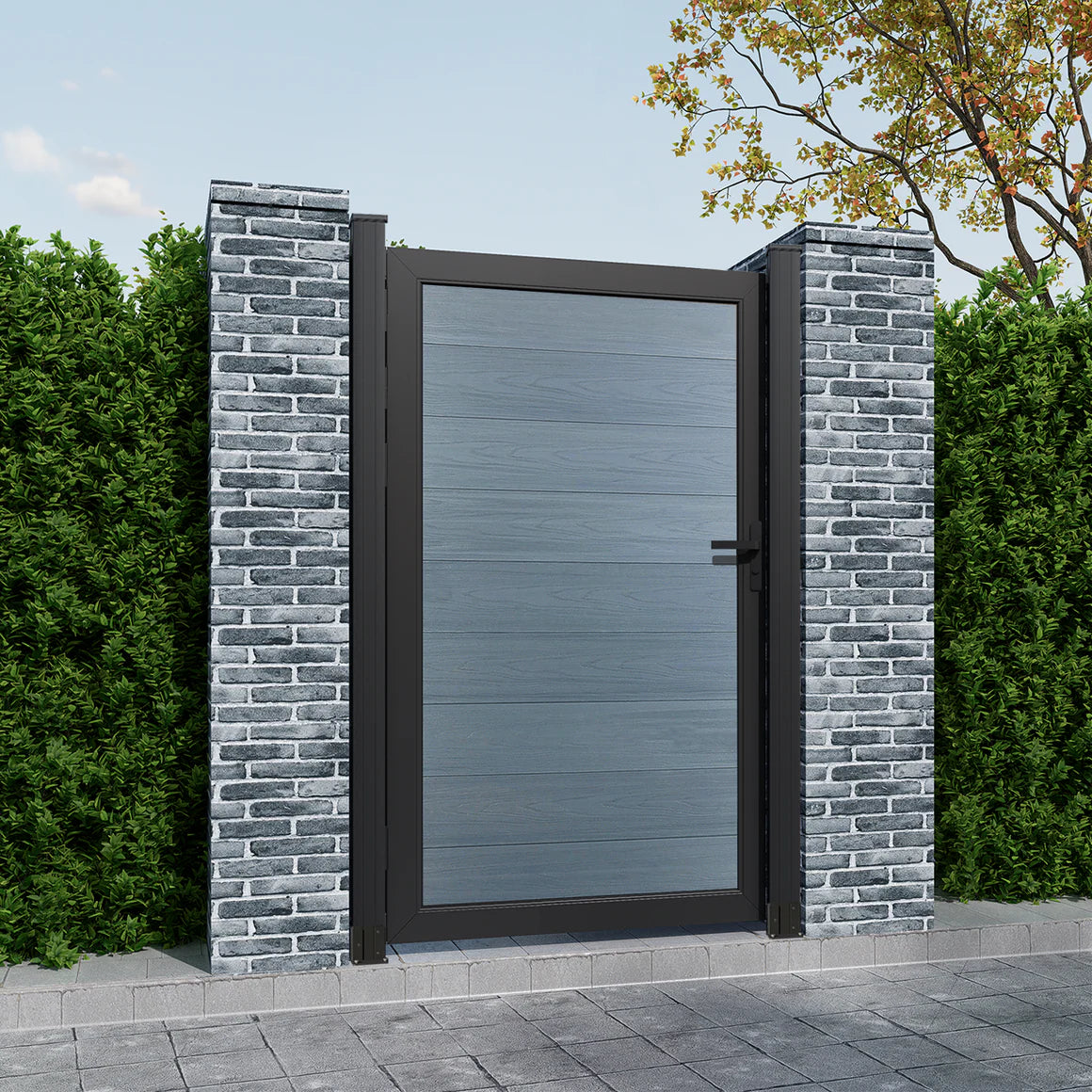 Courtyardmart 6ft x 3ft Composite Privacy Fence Gate with Sturdy Metal Frame, One Set. Ideal for Garden, Backyard, or Patio, Outdoor Entry Gate