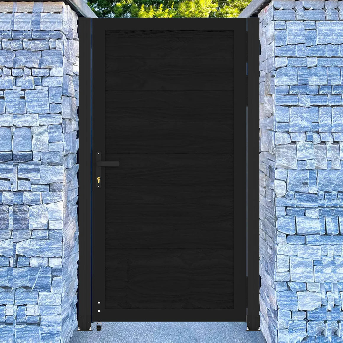 Courtyardmart 6ft x 3ft Composite Privacy Fence Gate with Sturdy Metal Frame, One Set. Ideal for Garden, Backyard, or Patio, Outdoor Entry Gate