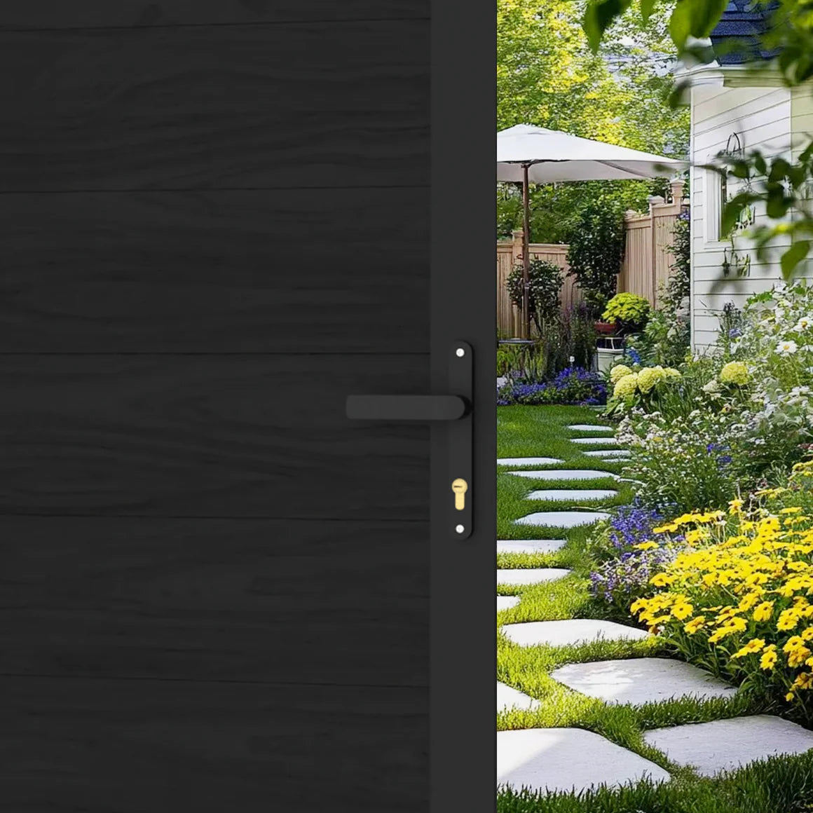 Courtyardmart 6ft x 3ft Composite Privacy Fence Gate with Sturdy Metal Frame, One Set. Ideal for Garden, Backyard, or Patio, Outdoor Entry Gate