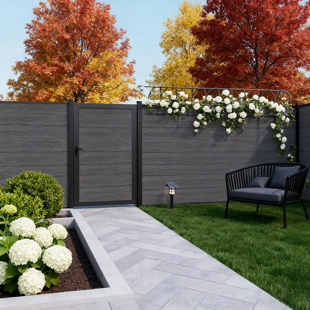 Courtyardmart 6ft x 4ft Composite Fence Gate with Durable Metal Frame, Available in 6 Colors, Perfect for Garden, Backyard, Patio, or Outdoor Fence