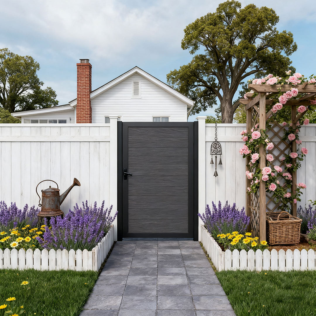 Courtyardmart 6ft x 4ft Composite Fence Gate with Durable Metal Frame, Available in 6 Colors, Perfect for Garden, Backyard, Patio, or Outdoor Fence