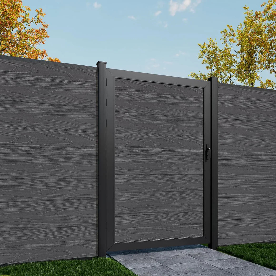 Courtyardmart 6ft x 4ft Composite Fence Gate with Durable Metal Frame, Available in 6 Colors, Perfect for Garden, Backyard, Patio, or Outdoor Fence