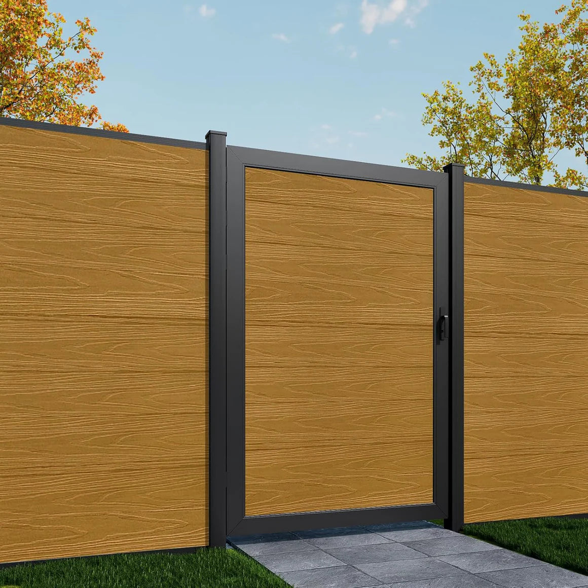 Courtyardmart 6ft x 4ft Composite Fence Gate with Durable Metal Frame, Available in 6 Colors, Perfect for Garden, Backyard, Patio, or Outdoor Fence