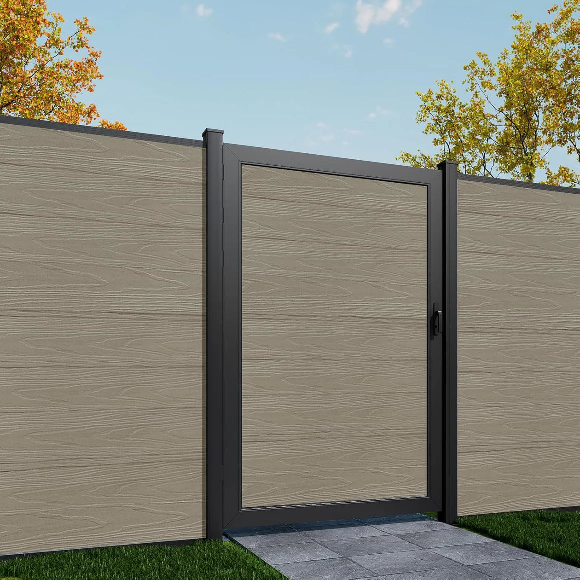 Courtyardmart 6ft x 4ft WPC Fence Gate with Durable Metal Frame, Available in 6 Colors, Perfect for Garden, Backyard, Patio, or Outdoor Fence