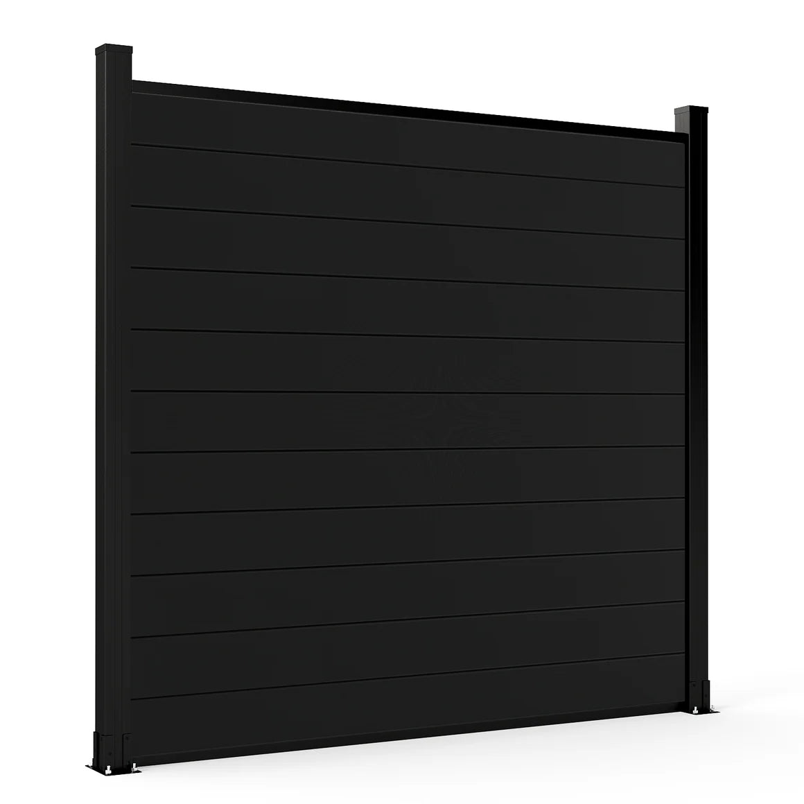 Durable aluminum privacy fence panel surrounding backyard lawn and patio area