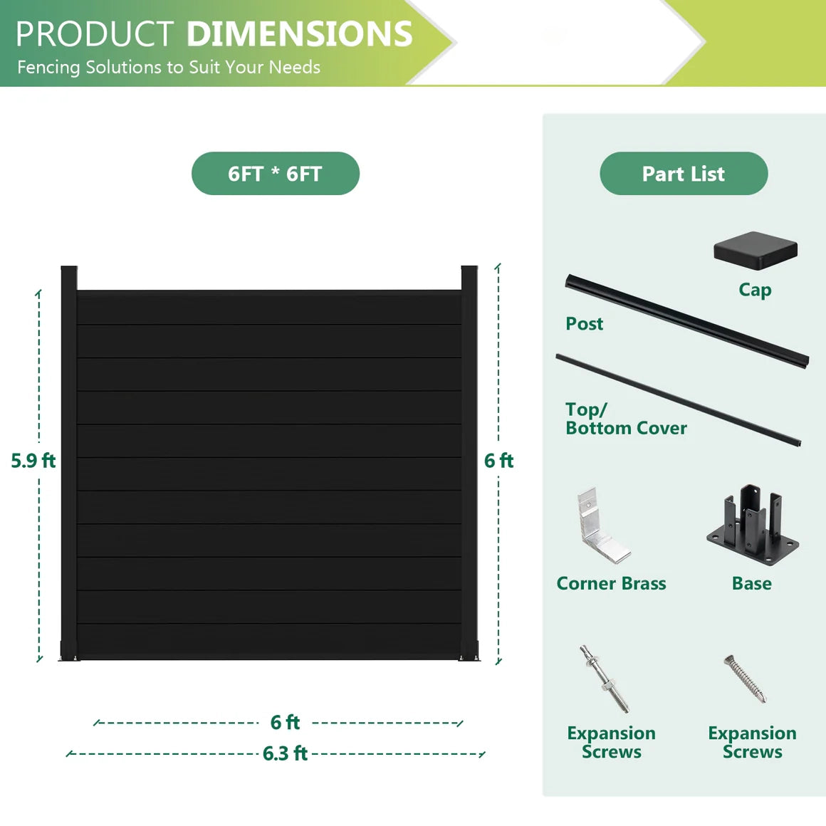 Modern black aluminum fence panel for backyard, patio, and garden spaces