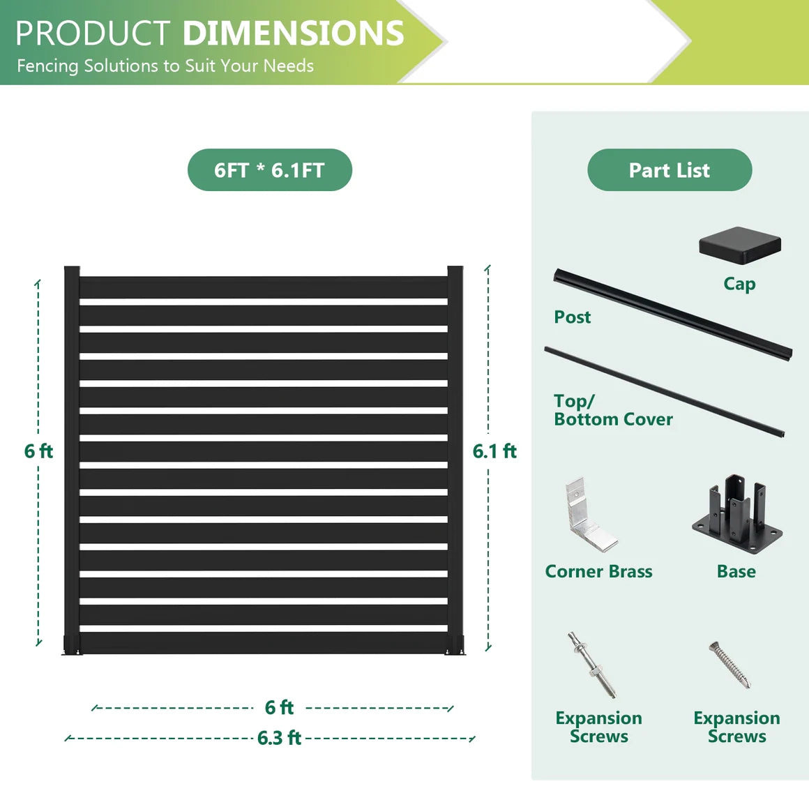 Black aluminum fence panel easy ground installation
