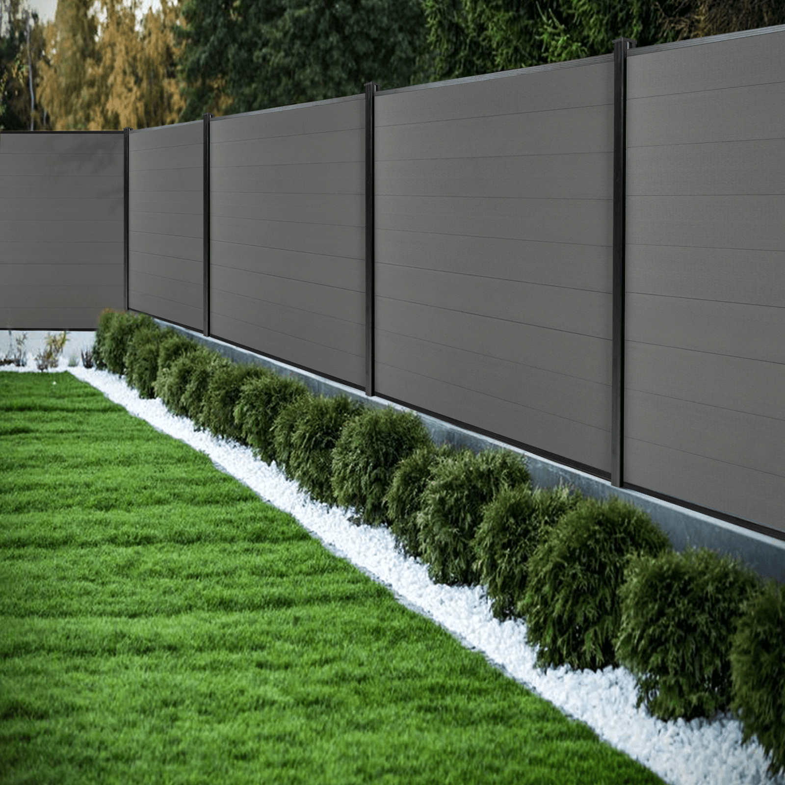 Ground install composite fence panels for backyard