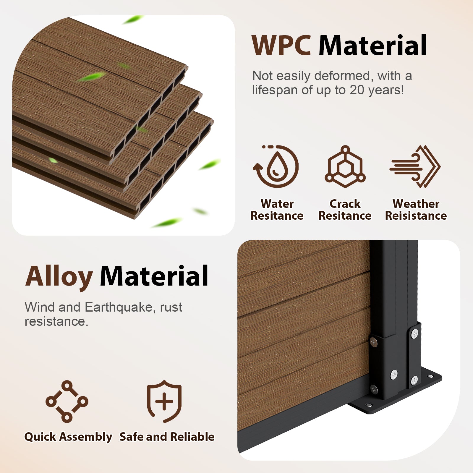 Courtyardmart 6ft x 6ft Carving Composite Privacy Fence Screen for Outdoor Decor, Garden, Backyard, Porch, Patio or Balcony