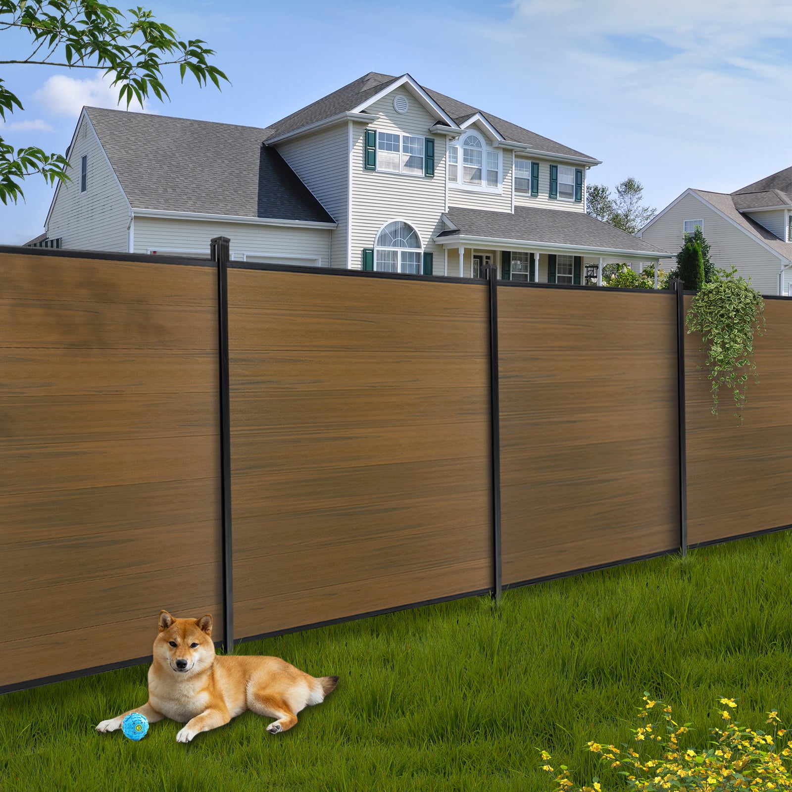 Courtyardmart 6ft x 6ft Composite Privacy Fence Screen Outdoor Decor Panel for Fence Building in Backyard Garden Patio Porch Balcony or Wall, Brushed Finish