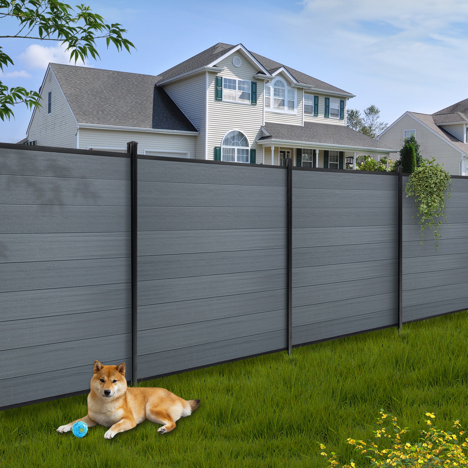 Courtyardmart 6ft x 6ft Composite Privacy Fence Screen Outdoor Decor Panel for Fence Building in Backyard Garden Patio Porch Balcony or Wall, Brushed Finish