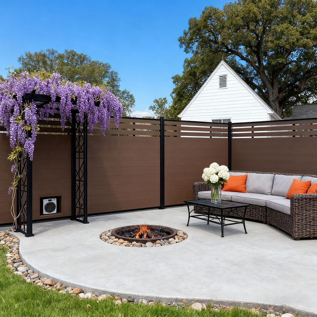 Courtyardmart 6ft x 6ft Composite Privacy Fence Screen with Grained Finish, Perfect for Outdoor Decor Backyard Garden, Patio Wall, and Fence Building