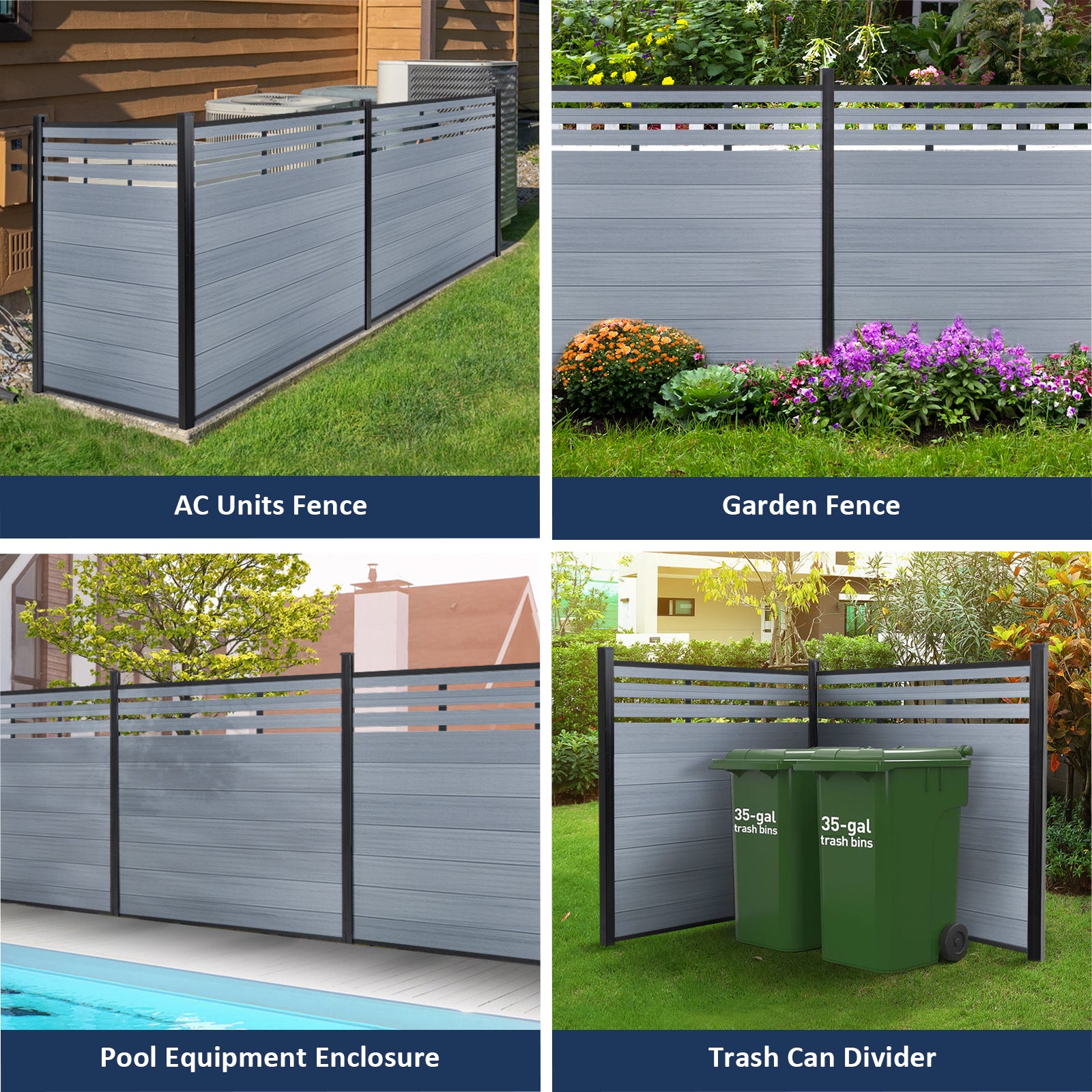 Courtyardmart 6ft x 6ft Composite Privacy Fence Screen with Grained Finish, Perfect for Outdoor Decor Backyard Garden, Patio Wall, and Fence Building