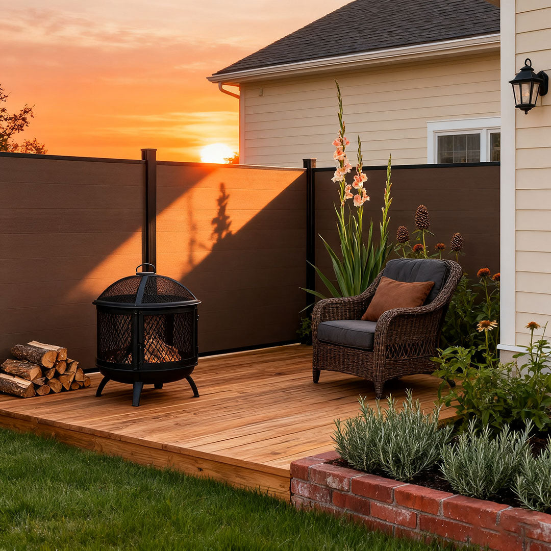 Courtyardmart 6ft x 6ft Privacy Composite Fence Screen with Grained Finish for Outdoor Decor Yard Garden Patio Porch Balcony Wall