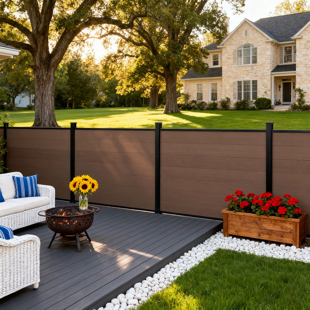 Courtyardmart 6ft x 6ft Privacy Composite Fence Screen with Grained Finish for Outdoor Decor Yard Garden Patio Porch Balcony Wall