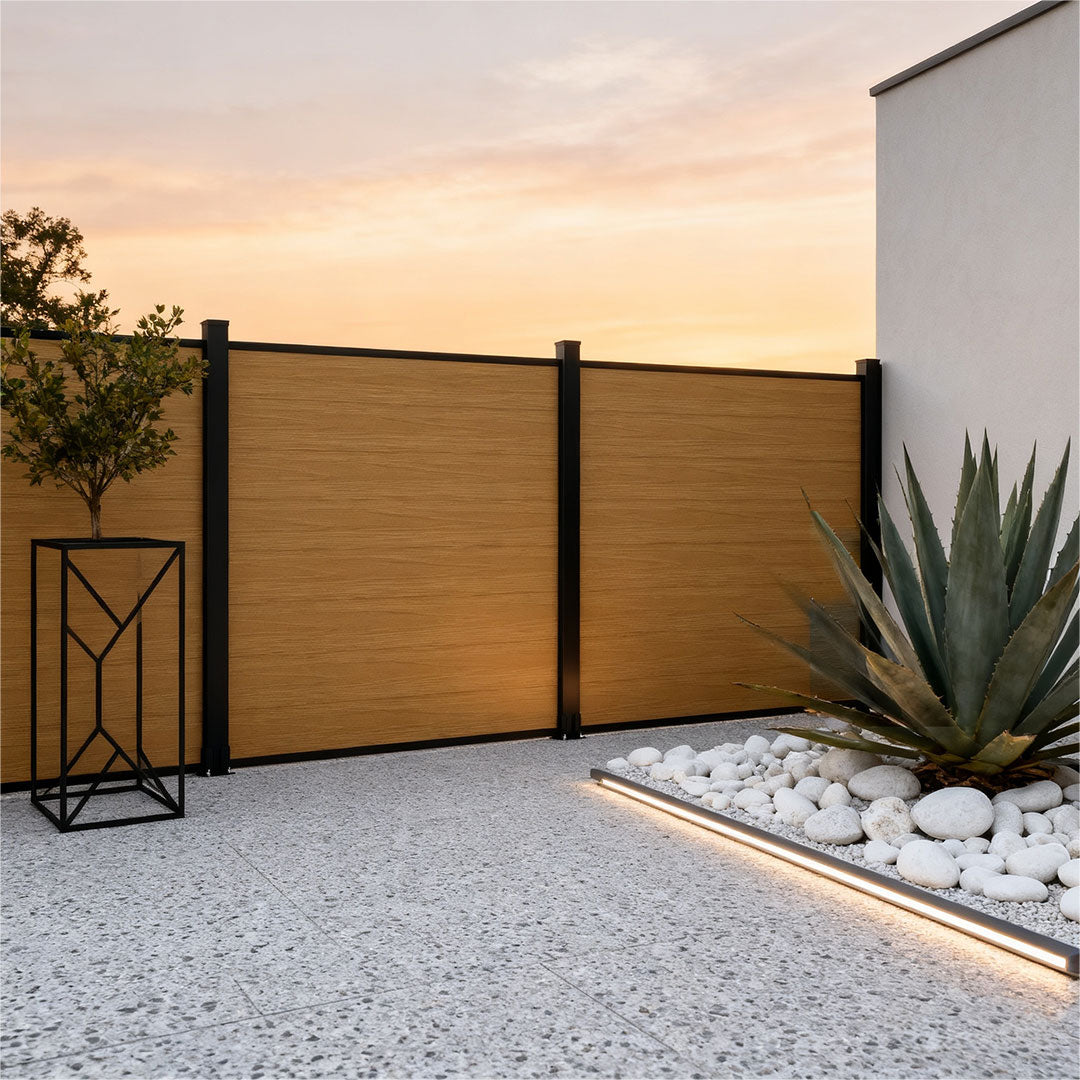 Courtyardmart 6ft x 6ft Privacy Composite WPC Fence, Waterproof, UV Resistant, Available in 3 Colors for Outdoor Walls, Gardens, Patios, Balconies