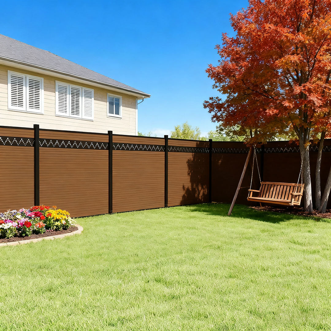 Courtyardmart 6ft x 8ft semi-privacy composite fence panels with wood finish for backyard