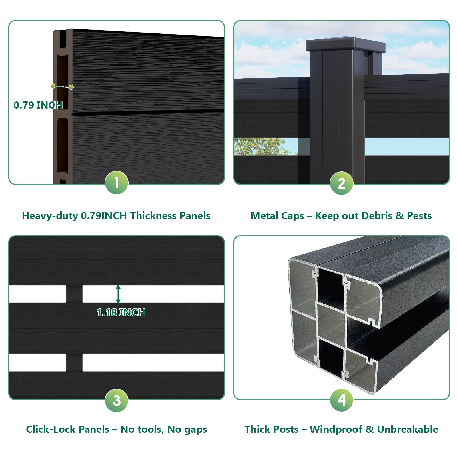 Courtyardmart 72in Wide WPC Composite Lattice Fence, Waterproof UV Resistant Outdoor Fence Panel, Available in 3 Colors for Garden Patio Privacy