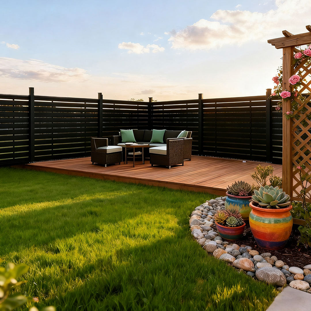 Courtyardmart 72in Wide WPC Composite Lattice Fence, Waterproof UV Resistant Outdoor Fence Panel, Available in 3 Colors for Garden Patio Privacy