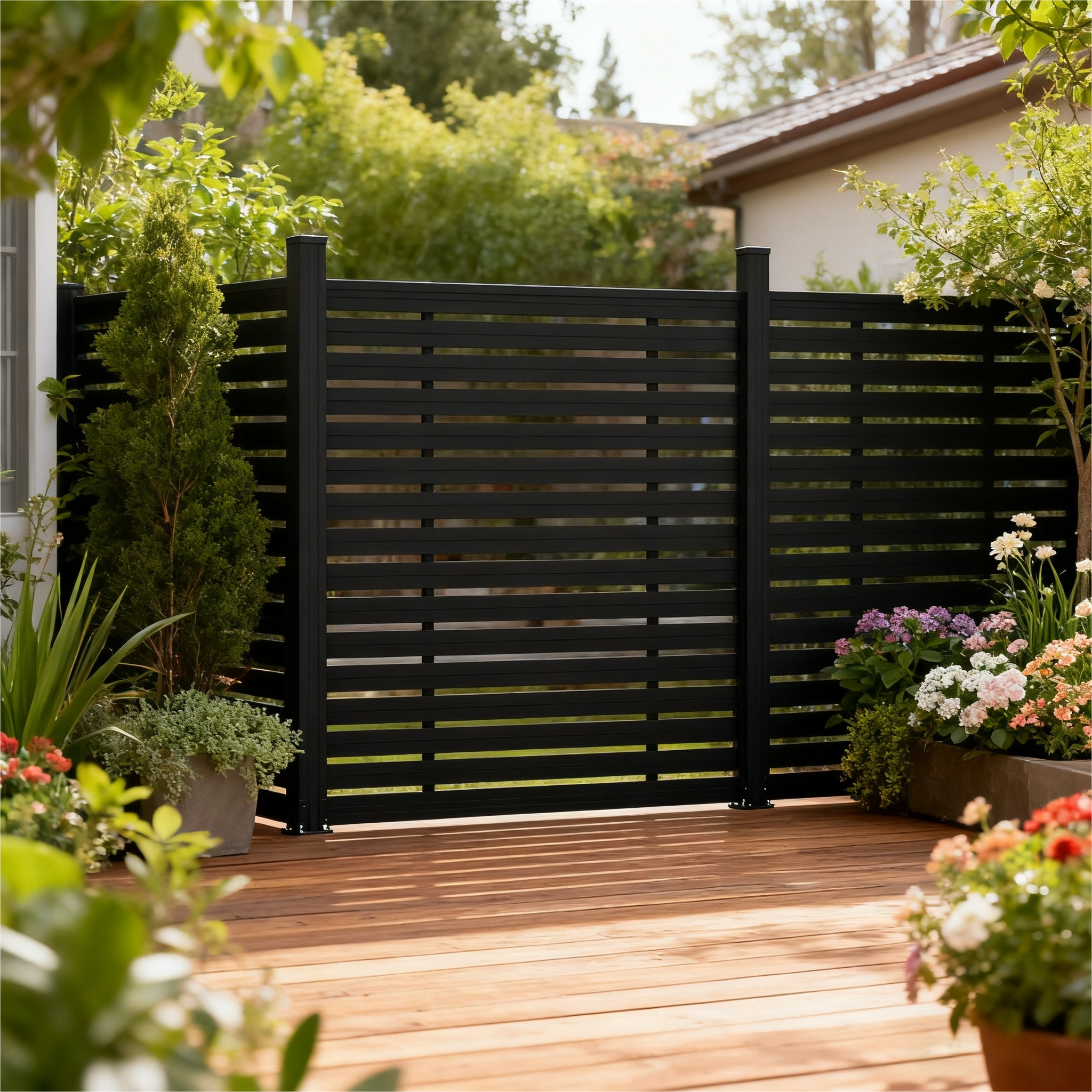 Courtyardmart 72in Wide WPC Composite Lattice Fence, Waterproof UV Resistant Outdoor Fence Panel, Available in 3 Colors for Garden Patio Privacy