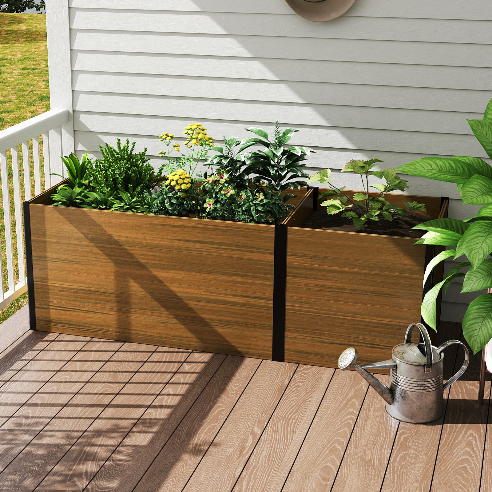 Courtyardmart 89.4in Large Outdoor Garden Box Raised Planter Bed for Backyard Patio Balcony or Garden Above Ground Flower Vegetable Garden Bed Planter Boxes Outdoor
