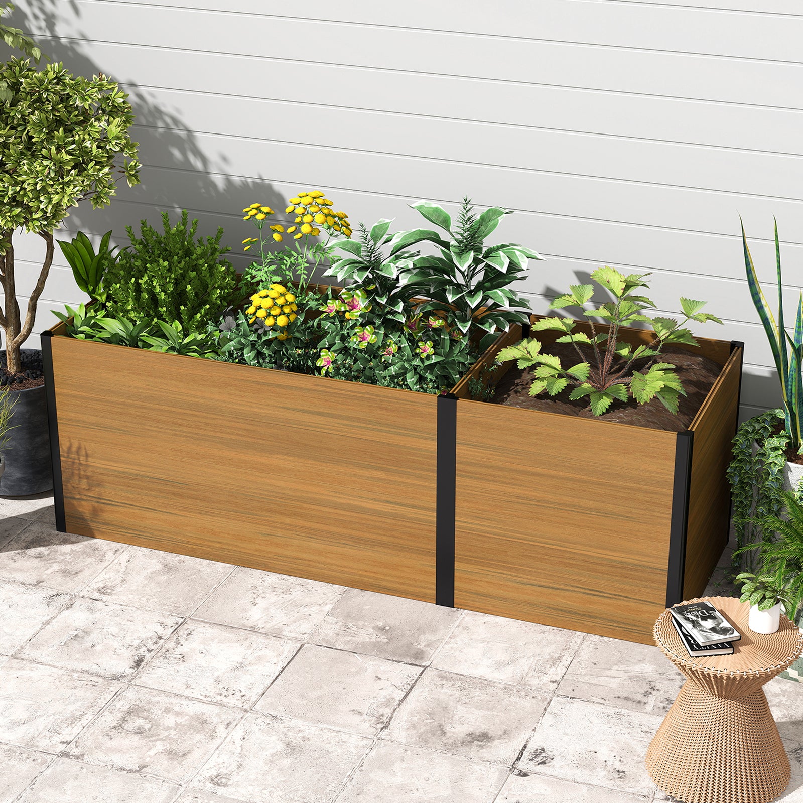 Courtyardmart 89.4in Large Outdoor Garden Box Raised Planter Bed for Backyard Patio Balcony or Garden Above Ground Flower Vegetable Garden Bed Planter Boxes Outdoor