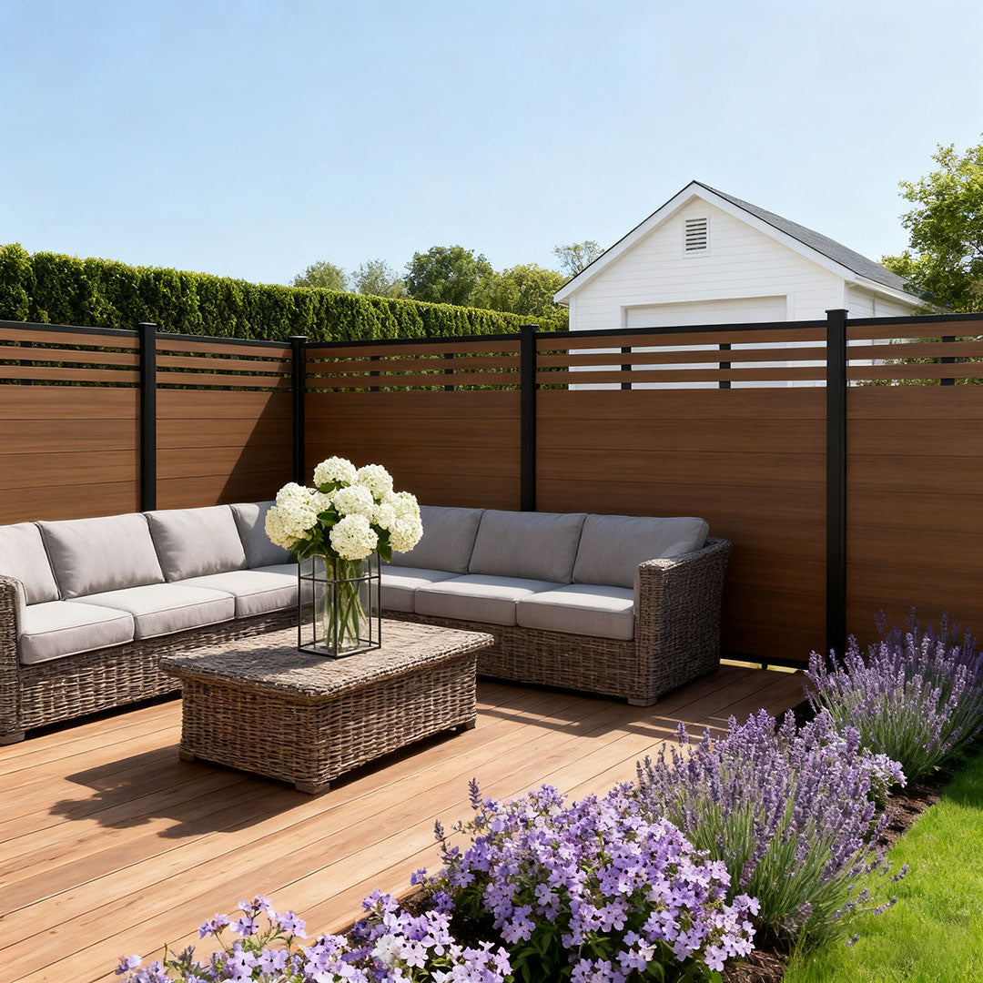 Courtyardmart 8ft x 6ft Lattice Composite Privacy Fence Screen for Outdoor Decor and Fence Building for Backyard Garden Patio Porch Balcony or Wall Use, Brushed Finish