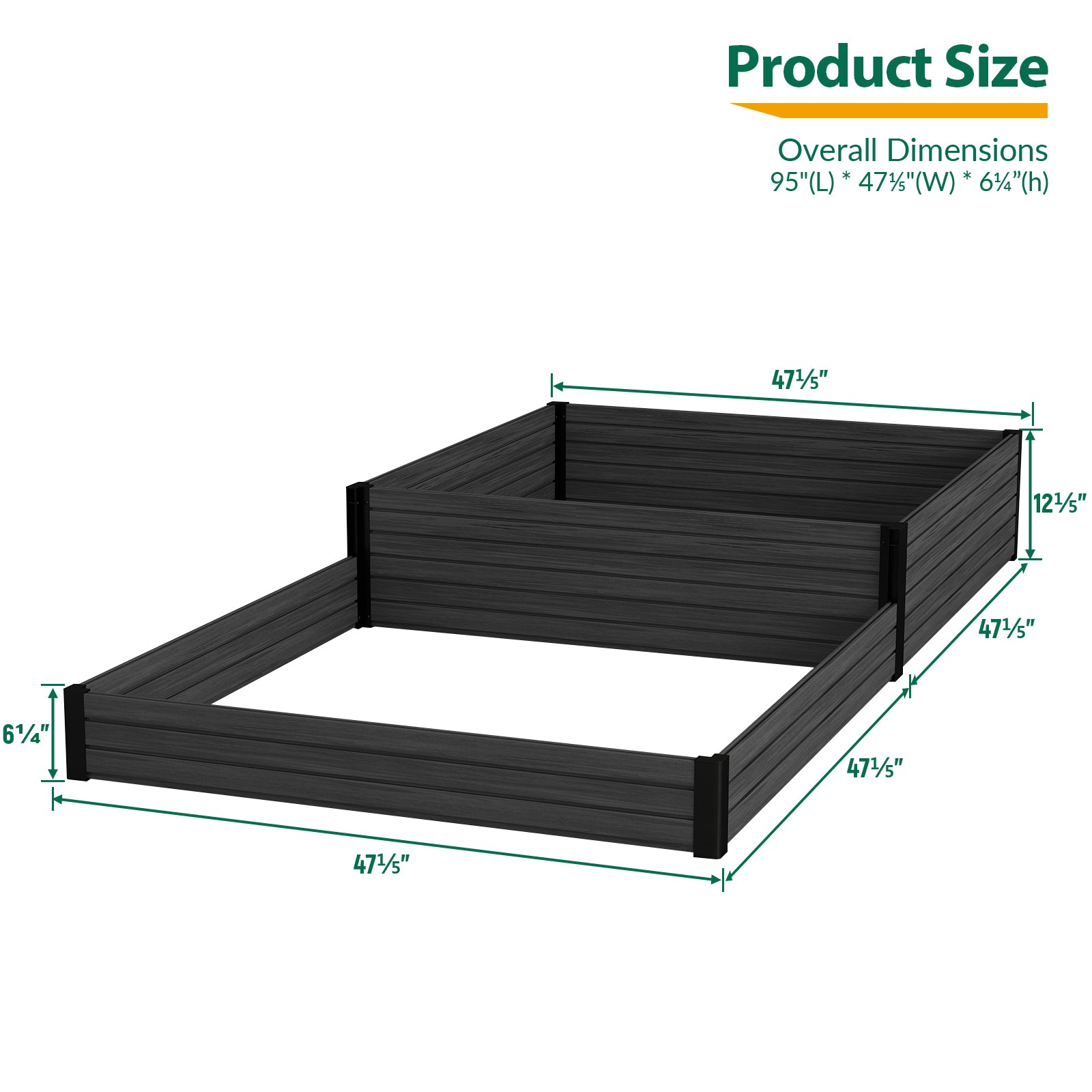 Courtyardmart 94in x 47.2in Large Outdoor Garden Box Raised Planter Bed Above Ground Garden Bed for Flowers or Vegetables for Backyard Patio Balcony or Garden