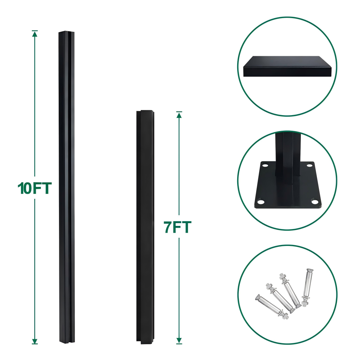 Courtyardmart black fence corner post kit for outdoor aluminum fencing, durable and weather resistant