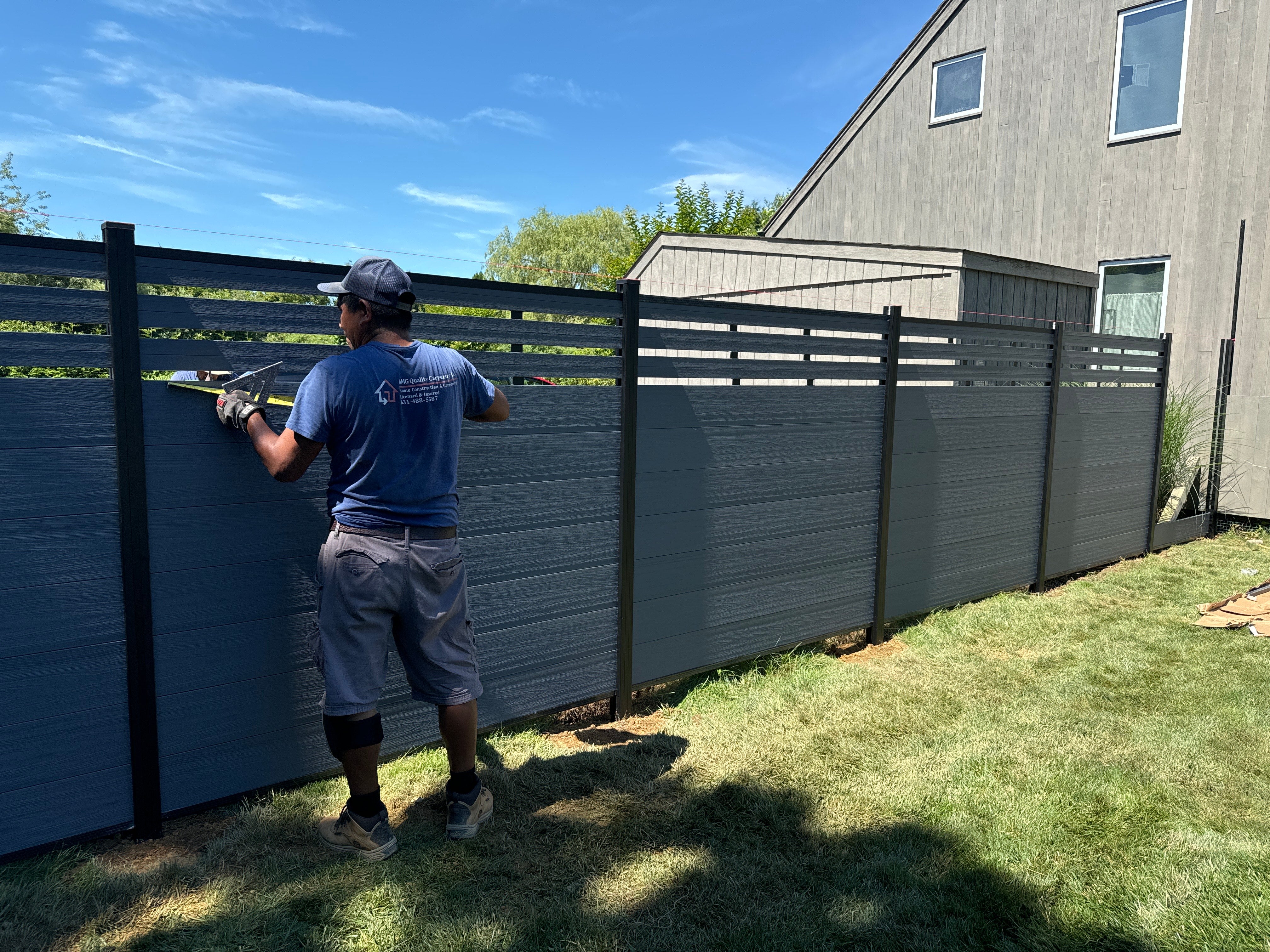 gray semi-privacy fencing