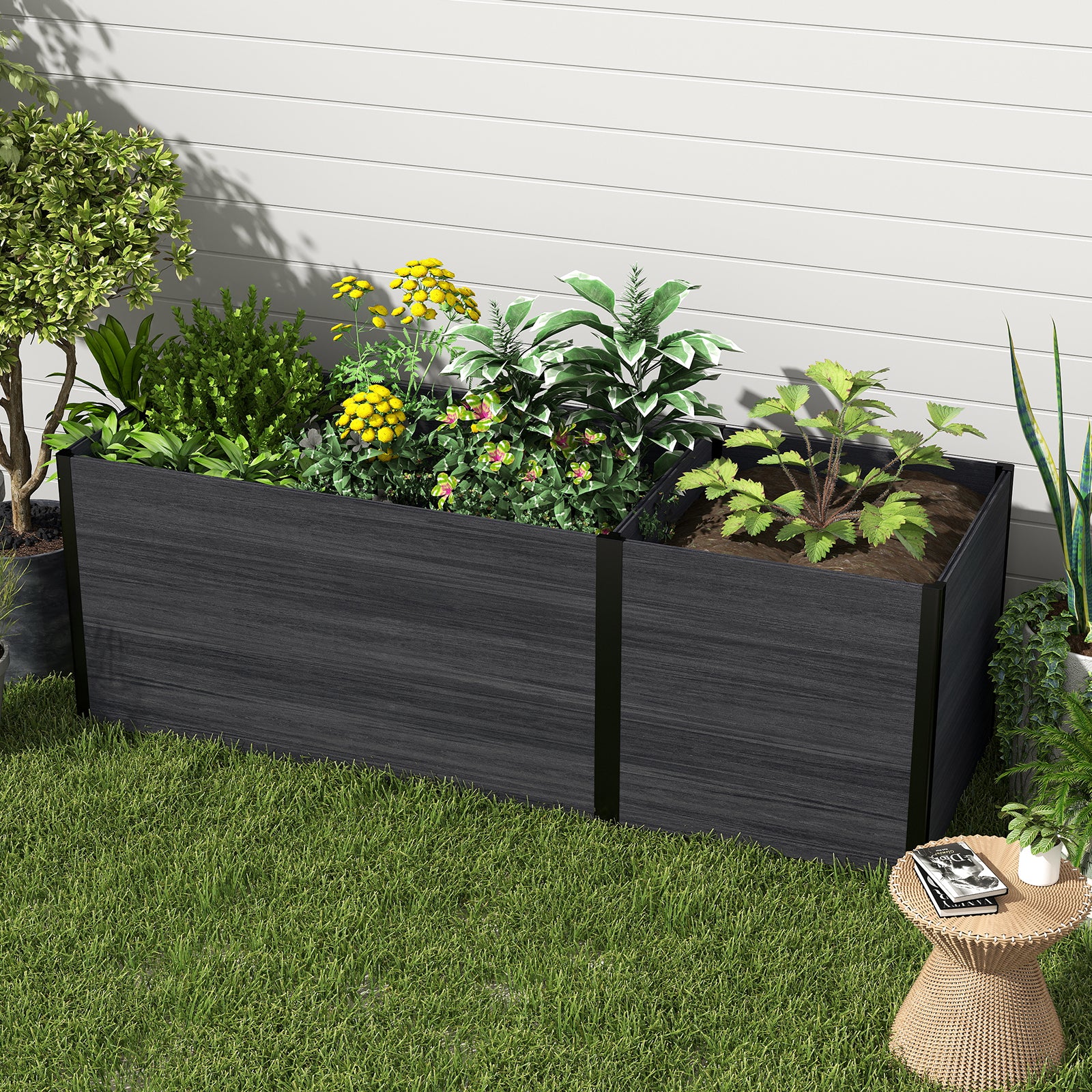 Courtyardmart 89.4in Large Outdoor Garden Box Raised Planter Bed for Backyard Patio Balcony or Garden Above Ground Flower Vegetable Garden Bed Planter Boxes Outdoor