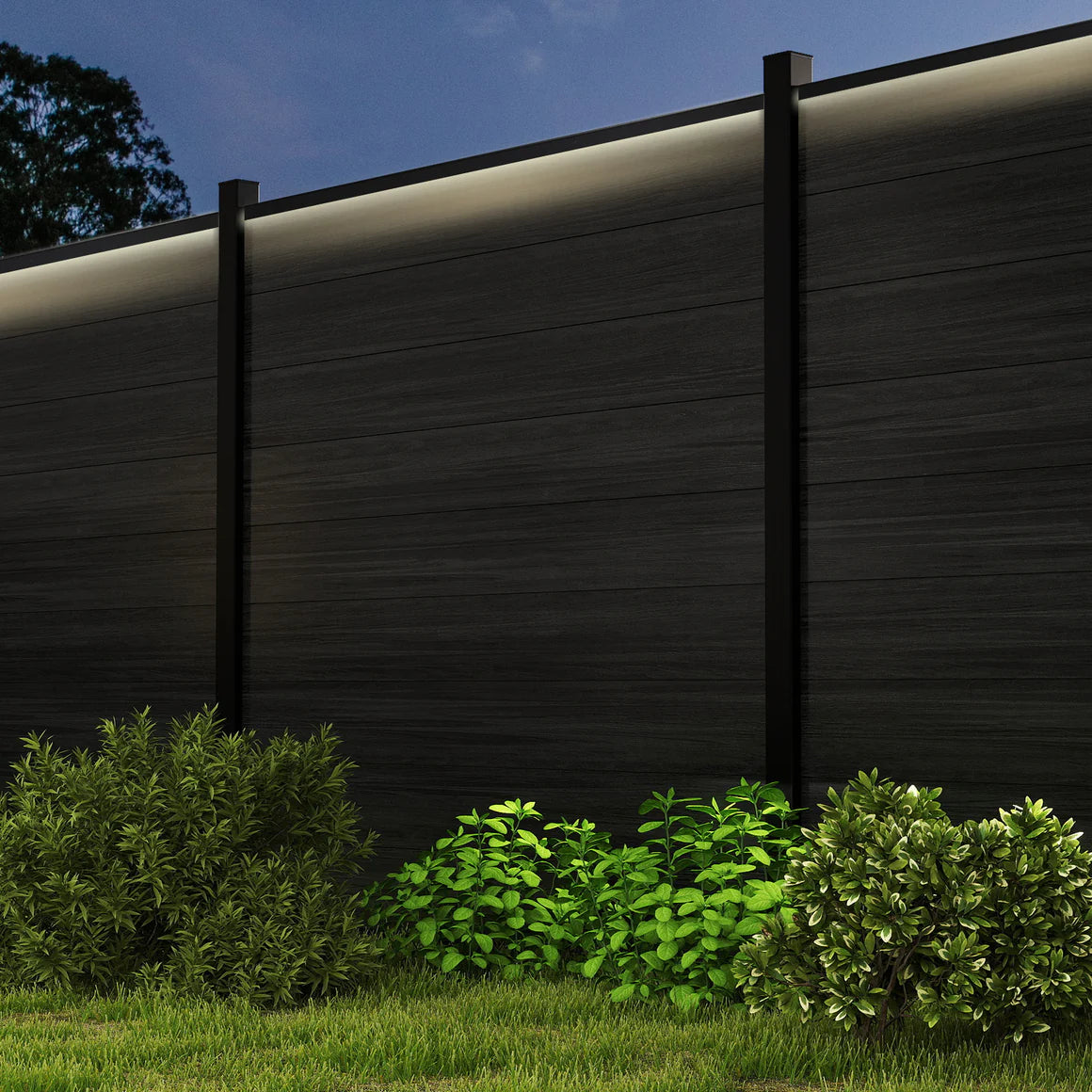 Modern LED Fence Rail Light System - 5 Light Kit with 6 Posts - Fits 6ft & 8ft Aluminum Fences - Sleek Outdoor Accent Lighting