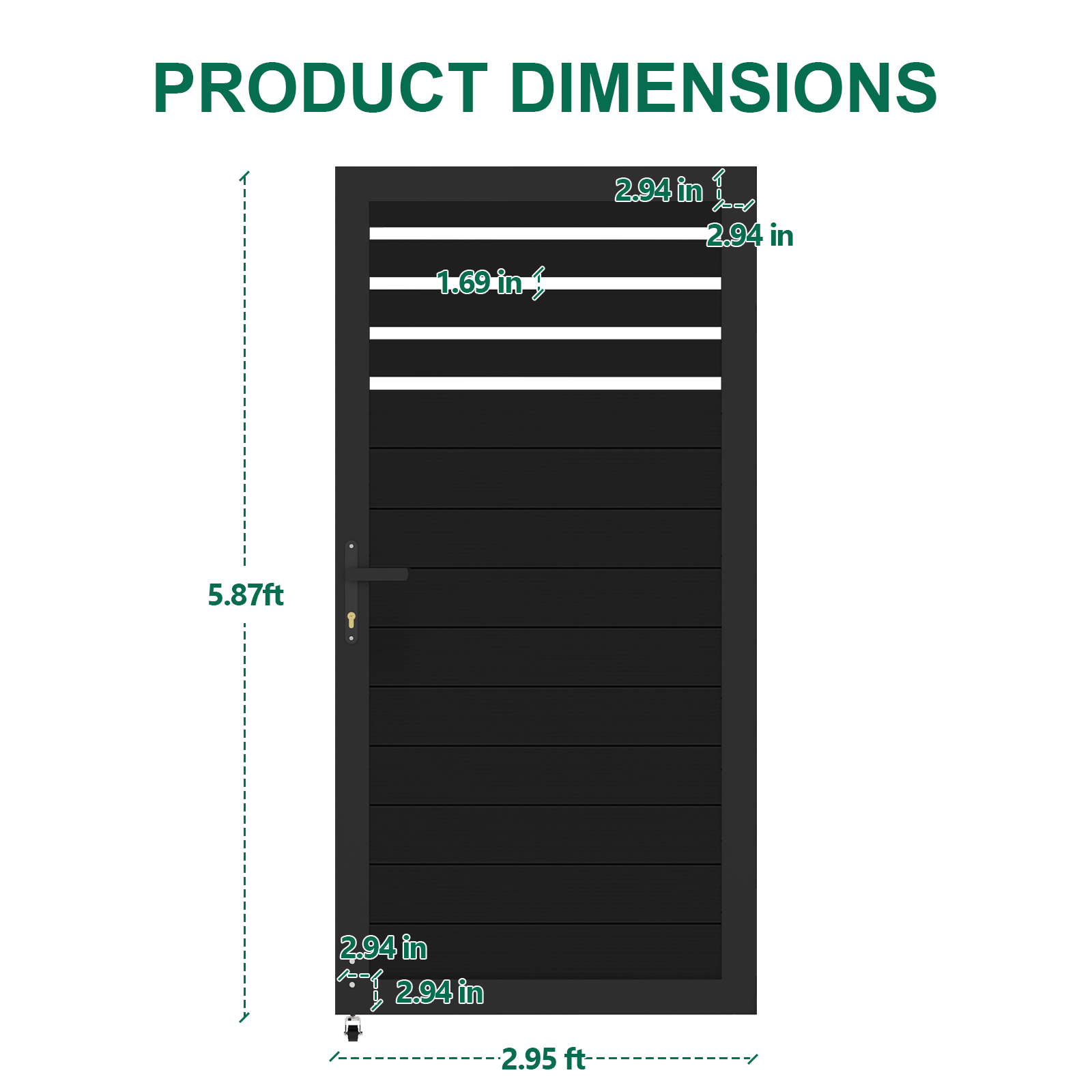 Modern Black Aluminum Slat Gate – 3ft & 4ft Residential Security Single Door
