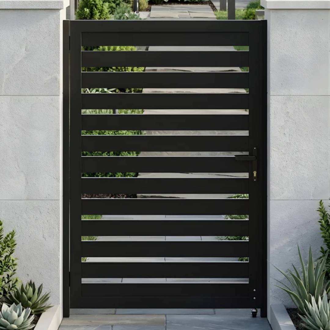 Modern Black Aluminum Slat Gate – 3ft  4ft Width Options