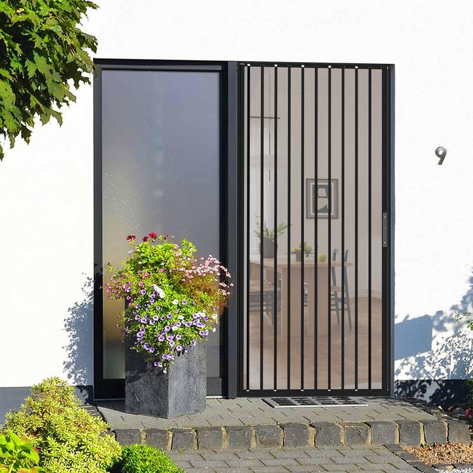 Retractable Screen Door 36" x 79.92" Aluminum Sliding Door with Lock, Magnetic Closure for Front & Patio Doors, Pet Proof