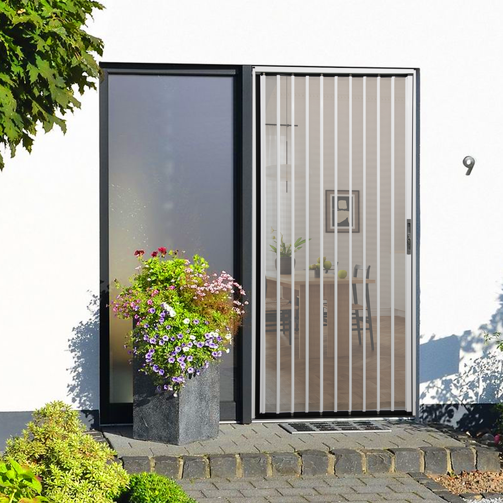 Retractable Screen Door 36" x 79.92" Aluminum Sliding Door with Lock, Magnetic Closure for Front & Patio Doors, Pet Proof